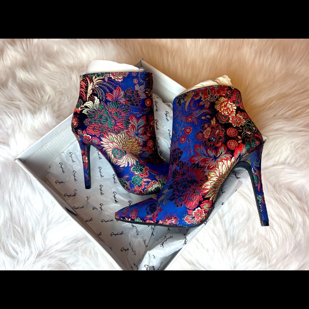 Qupid Blue Multifabric heels
